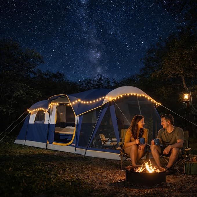 UNP Camping Tent 8 Person Waterproof Big Tunnel Tent with Screen Porch,Family Outdoor Large Tents for Camping 20' x 9' x 80in(H)