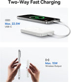 Baseus 20000mAh Compact Portable Charger 45W Built-in Dual USB-C Cables, Bundle for MagSafe Portable Charger, Qi2 Certified 15W Wireless Magnetic Power Bank 10000mAh with USB-C Cable 22.5W