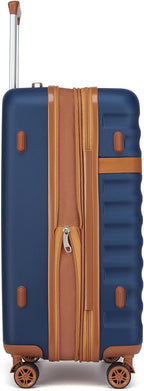 Kono Medium Sized Checked Luggage, 24 Inch Expandable with Spinner Wheels, TSA Lock, ABS + PC Lightweight Travel Suitcase with Larger Capacity and Lighter Weight, Navy