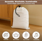 LFH Cotton Rich Shoe Storage Bags with Drawstring, Dustproof Breathable Reusable Organizer, Perfect For Travel, Dorm, Hotel, College, Gym, Easy to Carry, Machine Washable 12"x17" (Pack of 6) - White