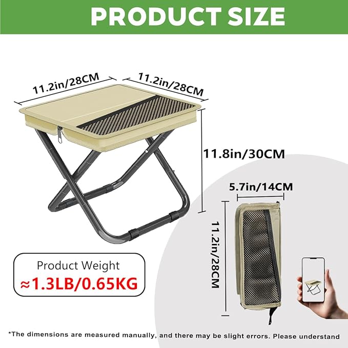 Portable Ultralight Travel Stool Camping Chair Fishing Stool - Gray Carbon Steel and Keychain, Handbag Style Pocket Foldable