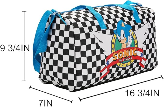 Sonic The Hedgehog Classic 5-Pc Duffle Bag Utility Case Water Bottle Key Chain and Carabiner