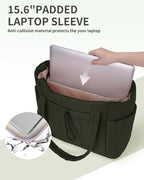 Wandering Nature Puffer Tote Bag with Cup Holder & Laptop Compartment & Trolley Sleeve for Travel, Work, Nurse, Women