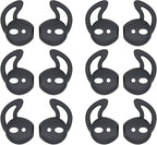 JNSA 6 Pairs Silicone Ear Tips Earphones Holders Compatible with Air Pods 1&2,Silicone Soft Anti-Slip Sport Earbud Tips, Anti-Drop Ear Hook Gel Headphones Accessories Tips (Black 6 Pairs)