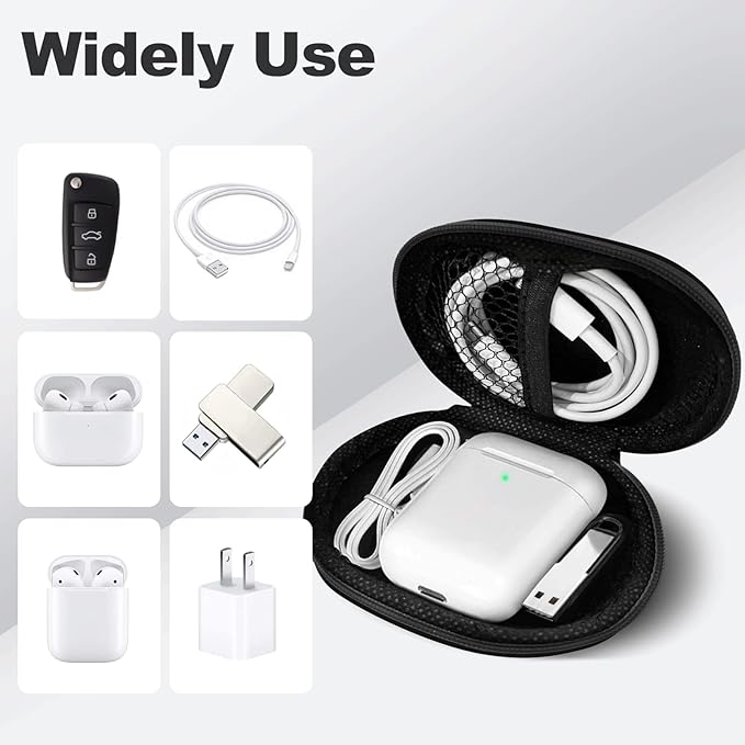 Oval Earbud Case Portable EVA Carrying Case Storage Bag Cell Phone Accessories Organizer with Carabiner for Earphone, Earbud, Earpieces, SD Memory Card, Camera Chips, Black1