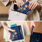 Coco Rossi Women's Fashion Dandelion Passport Wallet, Blue, RFID Blocking, 7 Compartments, Faux Leather