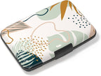 Credit Card Holder, Mini Aluminum Card Wallet RFID Blocking Slim Metal Hard Card Case for Women Men, Leaf