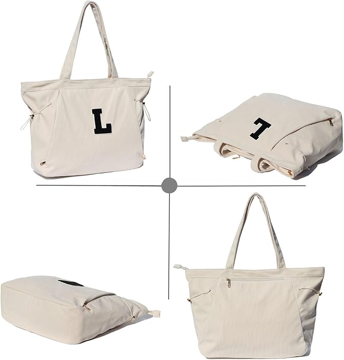 ESVAN Corduroy Yoga Tote Bag Gifts for Women Drawstring Yoga Mat Bag for Office Workout Travel Carryall Pilates Gym