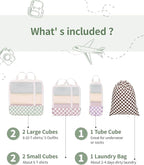 Narwey 6 Set/5 Set Compression Packing Cubes for Travel Kids Women Carry on, Packing Organizers Bag for Backpack Luggage Suitcase Duffle Bags