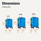 Amazon Basics 3-Piece Hardside Expandable Travel Luggage Set (21", 26", 30"), Scratch-Resistant Suitcases with Multi-directional Wheels, Carry-on and Checked Bags, Light Blue
