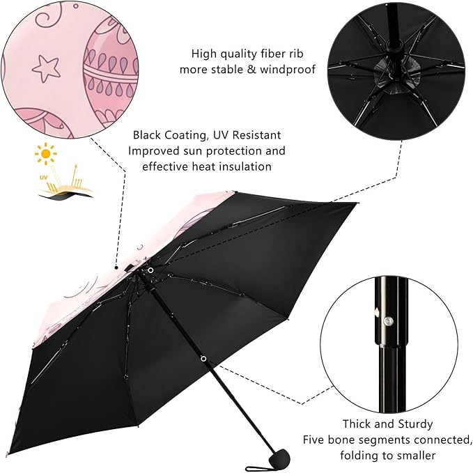 Cowboy Boots Pattern Umbrellas for Rain Windproof Small Folding Compact Mini Travel Umbrella for Purse Lightweight Portable Pocket for Women