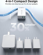 [2-Pack] USB C Wall Charger Block, 40W 4-Port USB C Super Fast Charger Dual Port PD Power Adapter+QC Wall Plug Multiport Type C Brick Cube Compatible with iPhone 15 14 13 12 11 Pro XR XS 8 7, Samsung