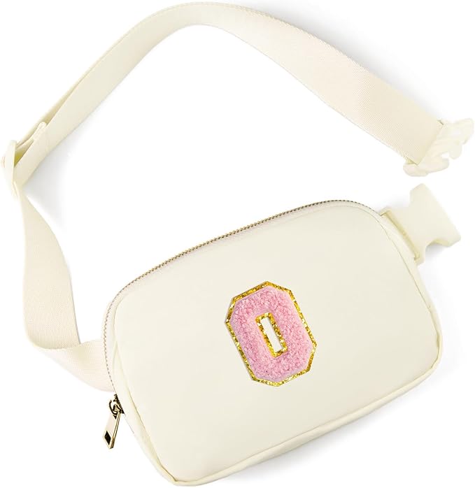 Gitus Personalized Gifts Birthday Gifts for Girls Fanny Pack Cross Body Bags with Initial Letter Preppy Stuff Gifts for Her Girlfriend Wife Sister Friends Mom (Ivory-O)