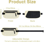 FuninCrea Waterproof Hidden Money Belt for Travel, Anti-Theft Belt Bag with RFID Blocking Function Adjustable Slim Waist Bag with 2 Zipper Pockets and 1 Back Pocket for Travel Running (B, Beige)