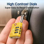 SURE LOCK TSA Approved Luggage Lock – 3-Digit Resettable Combination Padlock with Open Alert Red Dot, Large Easy-Read Dials for Suitcases, Backpacks, Gym & School Lockers(Yellow 4 pk)