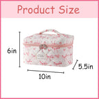 uekeboag Large Travel Quilted Makeup Bag for Women, Floral Cotton Cosmetic Bag, Coquette Aesthetic Floral Toiletry Organizer Bag