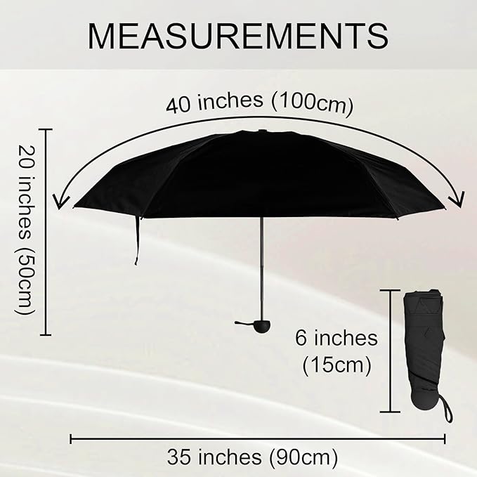TopTie Compact Mini Umbrella for Purse, Small Sun & Rain Umbrellas with Case, Travel Folding Umbrella