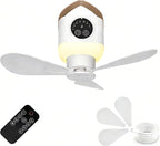 Portable Camping Fan, 7200 mAh Tent Fans with LED Light, Remote Control, Detachable Blades and Hook 4 Speeds 3 Brightness Timer Ceiling Fan for Tents Car Picnics Travel