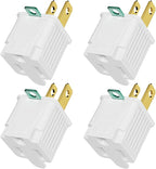PLUGTUL 3 Prong to 2 Prong Outlet Adapter, Polarized Grounded Outlet Converter, Wall Outlet Plug for Household, Workshops, ETL Listed, 4-Pack, White
