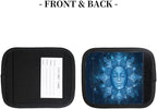 Abstract Blue Mandala Human Face 2 Pack Luggage Handle Wrap Set of Neoprene Luggage Tags for Suitcases Bag Strap Wrap Cover Travel Airplane Accessories Covers Markers Sleeve Grips Identifiers Cruise