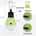 EverBrite Rechargeable Camping Light, Portable Tent Lantern,3 Lighting Modes, Hanging Tent Light Bulbs with Clip Hook for Hiking, Fishing, Backpacking, Emergency and More-Green