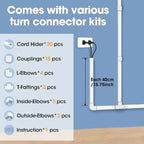 315in Cord Hider Kit, Paintable Cable Raceway, Cord Covers for Wires on Wall, Cord Hider for Wall Mount tv, tv Cable Hider Wall kit, Wire Covers for Cords, 20X L15.7in X W0.96in X H0.57in, White