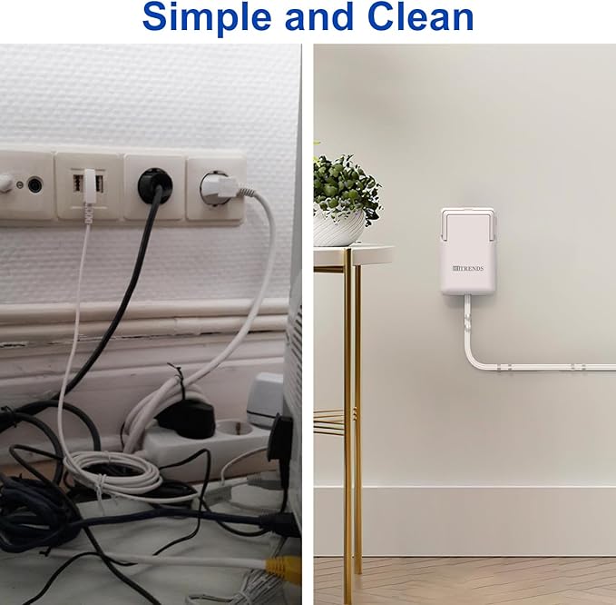 6ft Ultra Flat Plug Extension Cord Power Strip with Outlet Concealer - HITRENDS 3 AC Outlets & 3 USB Ports, 1650W Slim Desk & Wall Extender for Tight Spaces, Hide Messy Cords, White