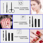 QURIPE 7pcs Manicure Set, Nail Clippers Kit, Stainless Steel Manicure Kit, Nail Clipping Tools Portable Travel Grooming Kit, The Best Gift with Luxurious Case (Black-7)