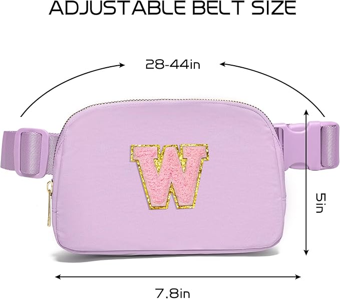 Gitus Initial Belt Bag Fanny Pack Crossbody Bag for Girls Birthday Gifts Age 8-10 Teen Girl Gifts Trend Stuff Personalized Letter Gifts for Daughter Sister (Lavender-W)