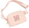Gitus 6 7 8 9 10 Year Old Girl Gifts Belt Bag Fanny Pack Crossbody Bags with Initial Letter Patch Things for Teen Girls Easter Gifts for Girls Travel Essentials（Coral Pink-N）