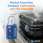 Forge Dual-Opening: Key or Combination Lock, TSA Approved Lock for Luggage, Pelican case, Travel, Gym, School, Luggage Combination Lock, Travel Bag Lock (Blue 4 Pk)