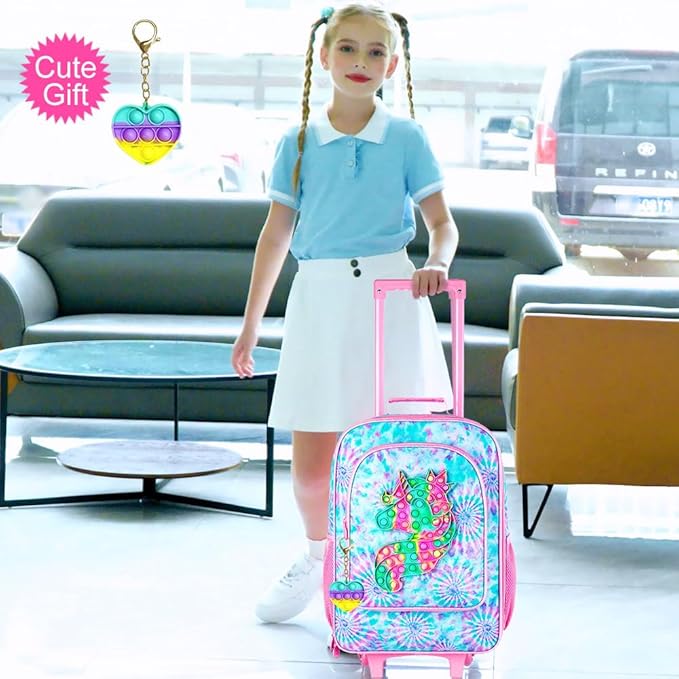 WZLVO Kids Luggage for Boys and Girls, Cute Dinosaur Unicorn Rolling Wheels Suitcase for Toddler Children