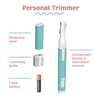 PalmPerfect Personal Hair Trimmer – Painless Precision Shaver for Eyebrows, Upper Lip, Ears, and Nose – Stainless Steel Twin-Blade Groomer with Dual-Length Comb & Battery Included
