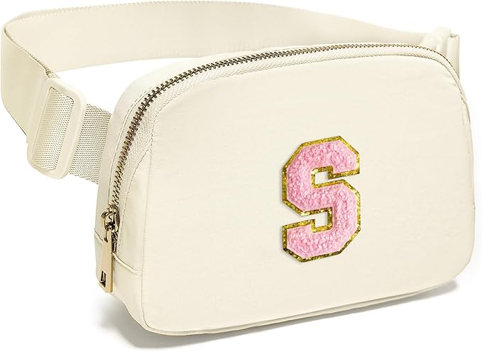 Gitus Personalized Gifts Birthday Gifts for Girls Fanny Pack Cross Body Bags with Initial Letter Preppy Stuff Gifts for Her Girlfriend Wife Sister Friends Mom (Ivory-S)