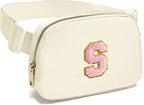 Gitus Personalized Gifts Birthday Gifts for Girls Fanny Pack Cross Body Bags with Initial Letter Preppy Stuff Gifts for Her Girlfriend Wife Sister Friends Mom (Ivory-S)