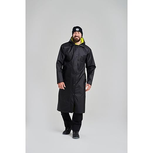 Portwest UH447 Waterproof Reversible Raincoat Hi Vis Reflective Long Safety Rain Jacket Yellow/Black, 4X-Large