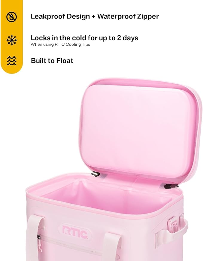 RTIC Ultra-Tough Soft Cooler 30 Can, Insulated Bag Portable Ice Chest Box for Lunch, Beach, Drink, Beverage, Travel, Camping, Picnic, Car, Trips, Floating Cooler Leak-Proof with Zipper