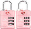 SURE LOCK TSA Approved Luggage Lock – 3-Digit Resettable Combination Padlock with Open Alert Red Dot, Large Easy-Read Dials for Suitcases, Backpacks, Gym & School Lockers(Pink 2 pk)
