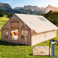 Inflatable Tent with Skylight, Quick Setup Blow Up Tents with Pump, Hot Tent with Stove Jack, Waterproof Oxford Inflatable House for Camping, Air Glamping Tents for Camping Adult 8-12 Person