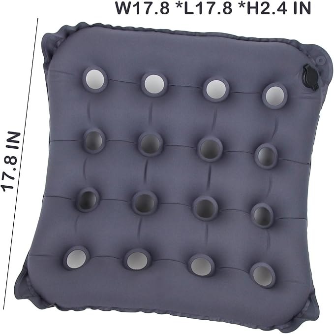 Inflatable Seat Cushion, Portable Air Seat Chair Cushions for Pressure Relief Breathable Waffle Square Seat Pad for Home Car Wheelchairs Office Chairs and Airplanes (2PCS)