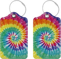 Luggage Tags for Suitcases, 2 Pack Cute PU Leather Suitcase Tag Identifiers TSA Approved with Stainless Steel Loop and Address Card for Baggage Tag for Travel Essentials Colorful Spiral, by Chelmon