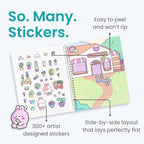 Life of Cute Bunnies 300+ Kids Sticker Book by Cupkin Toddler Airplane Travel Coloring Book, Easter Basket Stuffer, Road Trip Essentials, 8 Coloring Pages 8 Side by Side Scenes for Ages 2–8 Years