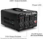 Cantonape Voltage Transformer Converter 3000 Watt Step Up/Down Convert from 110-120 Volt to 220-240 Volt and from 220-240 Volt to 110-120 Volt with 3 US Outlets, 3 Universal Outlets