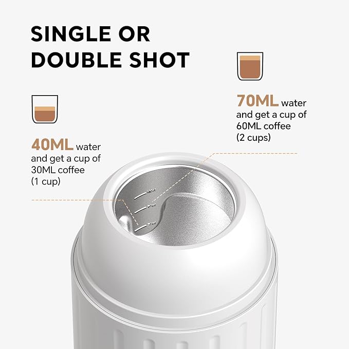 Portable Electric Espresso Machine Self-heating with USB-C, 12V 7800mAh Long battery life Travel Coffee Maker for Camping Hiking Office Car Compatible with NS Capsules & Ground Coffee