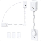TROND Electrical Outlet Extender 360° Rotating Plug with 20W USB C, 18in Short Extension Cord, Wall Plug Adapter with 3 AC Outlets, Access Hard-to-Reach Outlets Use Behind Couches, Desk, White