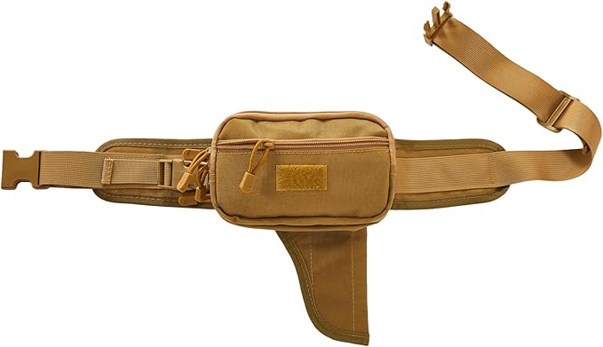 Concealed Carry Fanny Pack for Men and Women CCW Drop Down Holster Waist Bag Tactical EDC Pistol Pouch for Running and Hiking, Tan