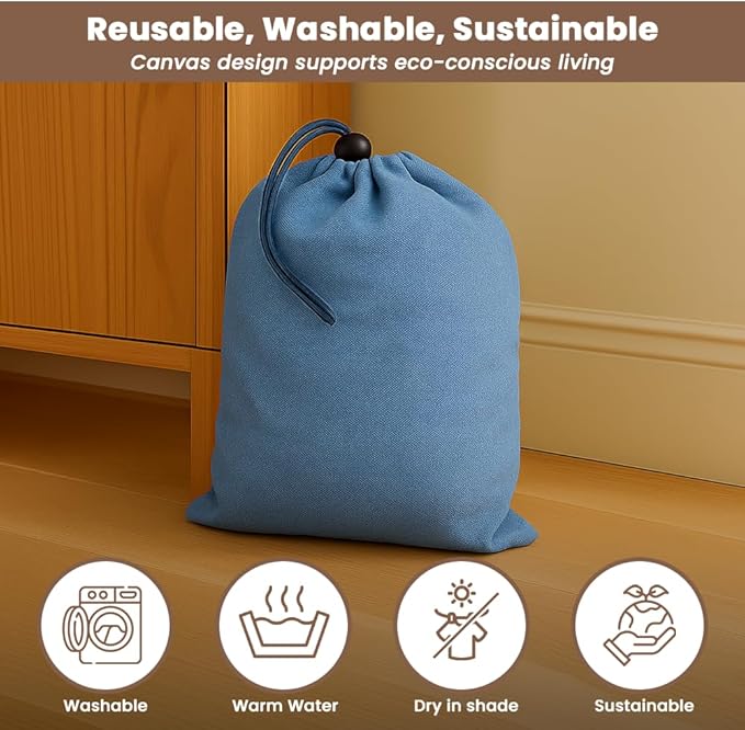 LFH Cotton Rich Shoe Storage Bags with Drawstring, Breathable Reusable Organizer, Perfect For Travel, Dorm, Hotel, College, Gym, Easy to Carry, Machine Washable 12"x17" (Pack of 6) - Sky Blue