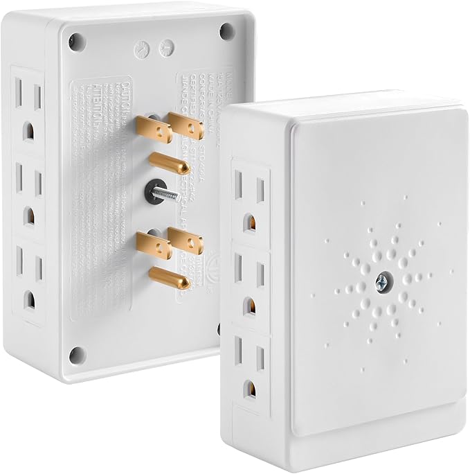 6-Outlet Wall Adapter, ETL Listed 3-Prong Grounded Side Access Power Strip, Indoor Use for Home, Office (1 Pack)