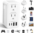 Voltage Converter US to Europe, 220V to 110V Step Down Converter for Travel, 2500W Power Converter Adapter Combo with USB-A USB-C and UK/AU/US/IT/EU Travel Plug Adapters, Hair Dryer Compatible