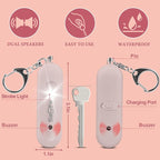 Personal Safety Alarm - Waterproof Rechargeable Security Alarm - 140dB Extra Loud Siren & Strobe Light - Self Defense Keychain - Gift for Women, Teenagers, College Girls, Seniors (Pink)
